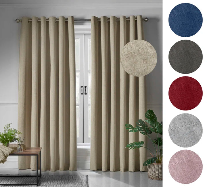 Elegant Bechard Blackout Linen-Style Ring Top Curtains for Serene Spaces