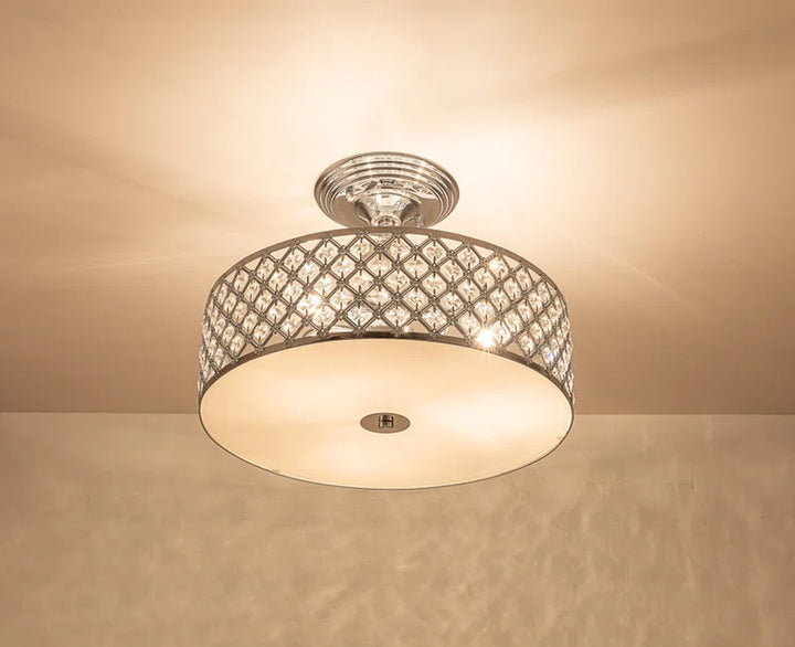 Elegant Salas Crystal Semi Flush Mount Light Fixture