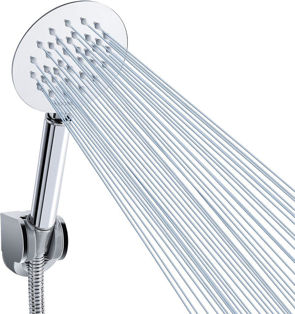 Handheld Shower Head All Metal High Pressure with Teflon Tape, Simple Chrome