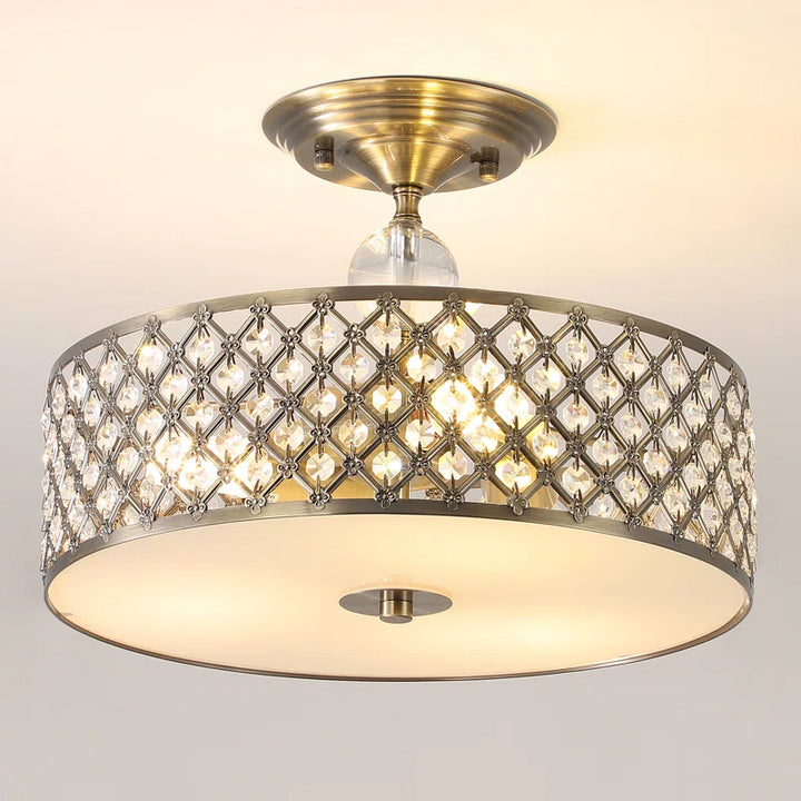 Elegant Salas Crystal Semi Flush Mount Light Fixture