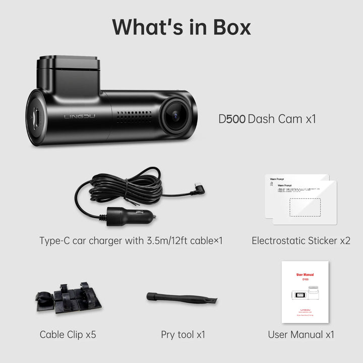 D500 Ultra HD 4K Dash Cam with 5G Wi-Fi, GPS & Voice Control - 24H Loop Recording Car DVR