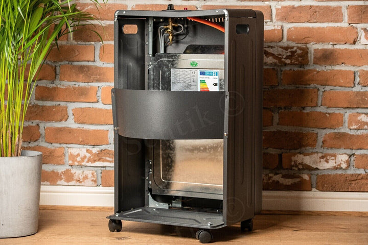 Portable 4.2kW Calor Gas Heater - Folding Butane Cabinet with Wheels and Regulator