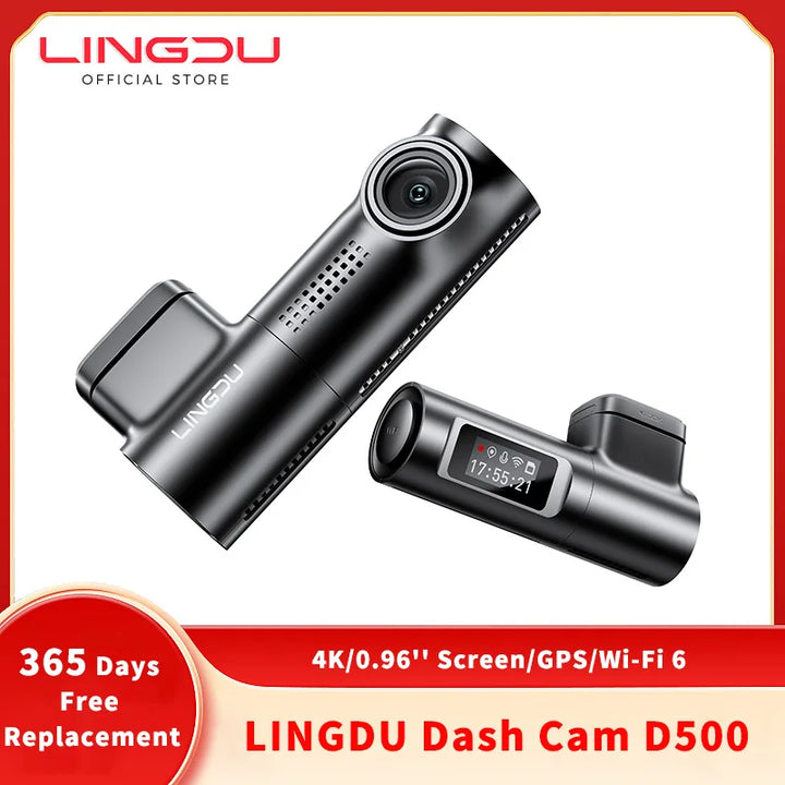 D500 Ultra HD 4K Dash Cam with 5G Wi-Fi, GPS & Voice Control - 24H Loop Recording Car DVR