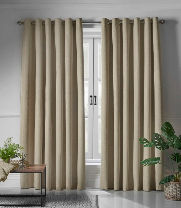 Elegant Bechard Blackout Linen-Style Ring Top Curtains for Serene Spaces