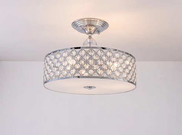 Elegant Salas Crystal Semi Flush Mount Light Fixture