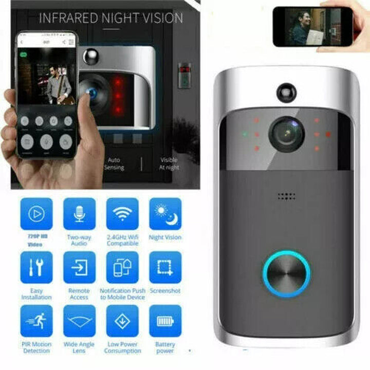 Wireless Wifi Video Doorbell Smart Phone Camera Door Bell Ring Intercom Security