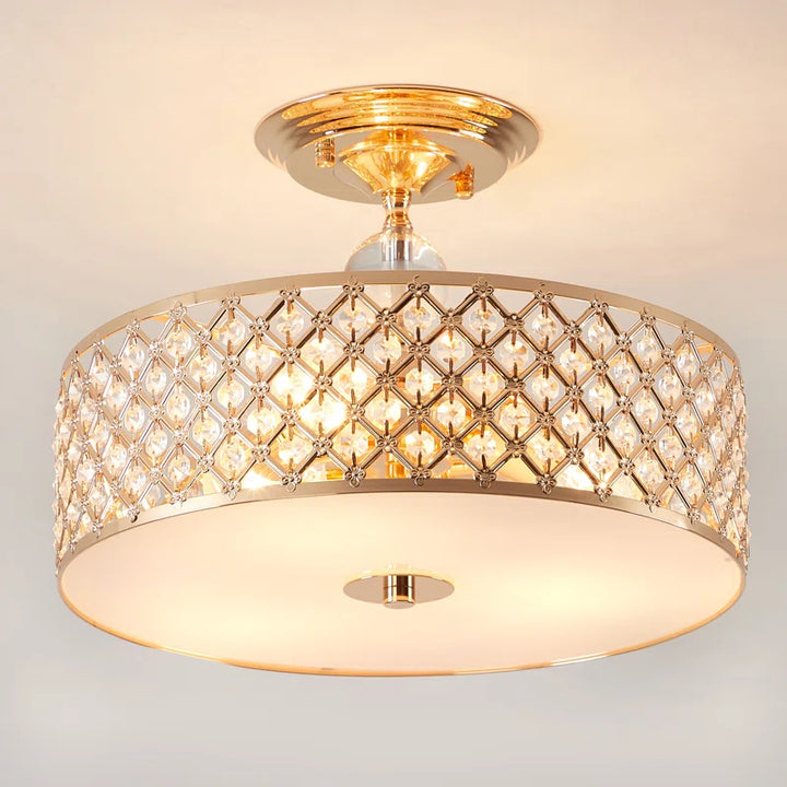 Elegant Salas Crystal Semi Flush Mount Light Fixture