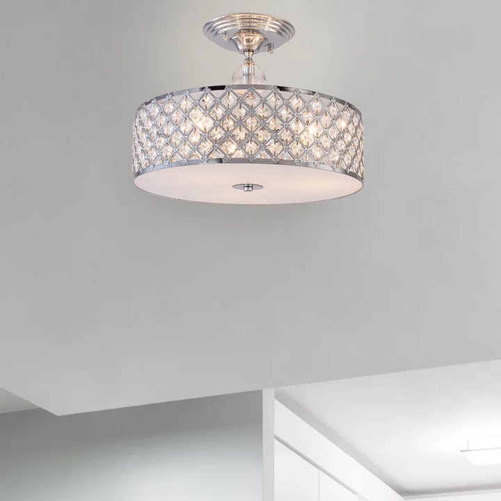 Elegant Salas Crystal Semi Flush Mount Light Fixture